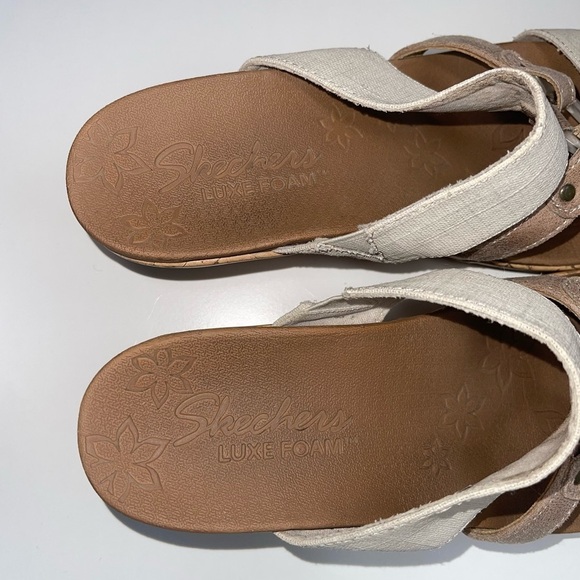 Skechers Cali Beverlee Sail Away Cream Cork Wedge Sandals 10 Women’s - Picture 10 of 13